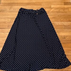 Robert Louis Navy A-Line Skirt with White Dots